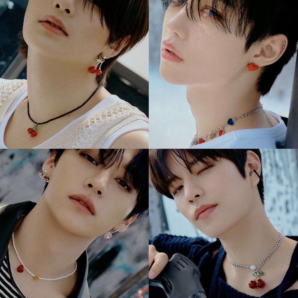 เครื่องประดับ-สร้อยคอ-ต่างหู-จี้รูป-kpop-stray-kids-mxident-สีแดง-แฟชั่นสําหรับเด็ก