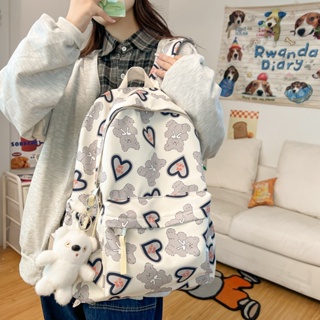 กระเป๋าเป้สะพายหลัง กระเป๋านักเรียน พิมพ์ลายหมีน่ารัก จุของได้เยอะ สไตล์เกาหลี สําหรับนักเรียน