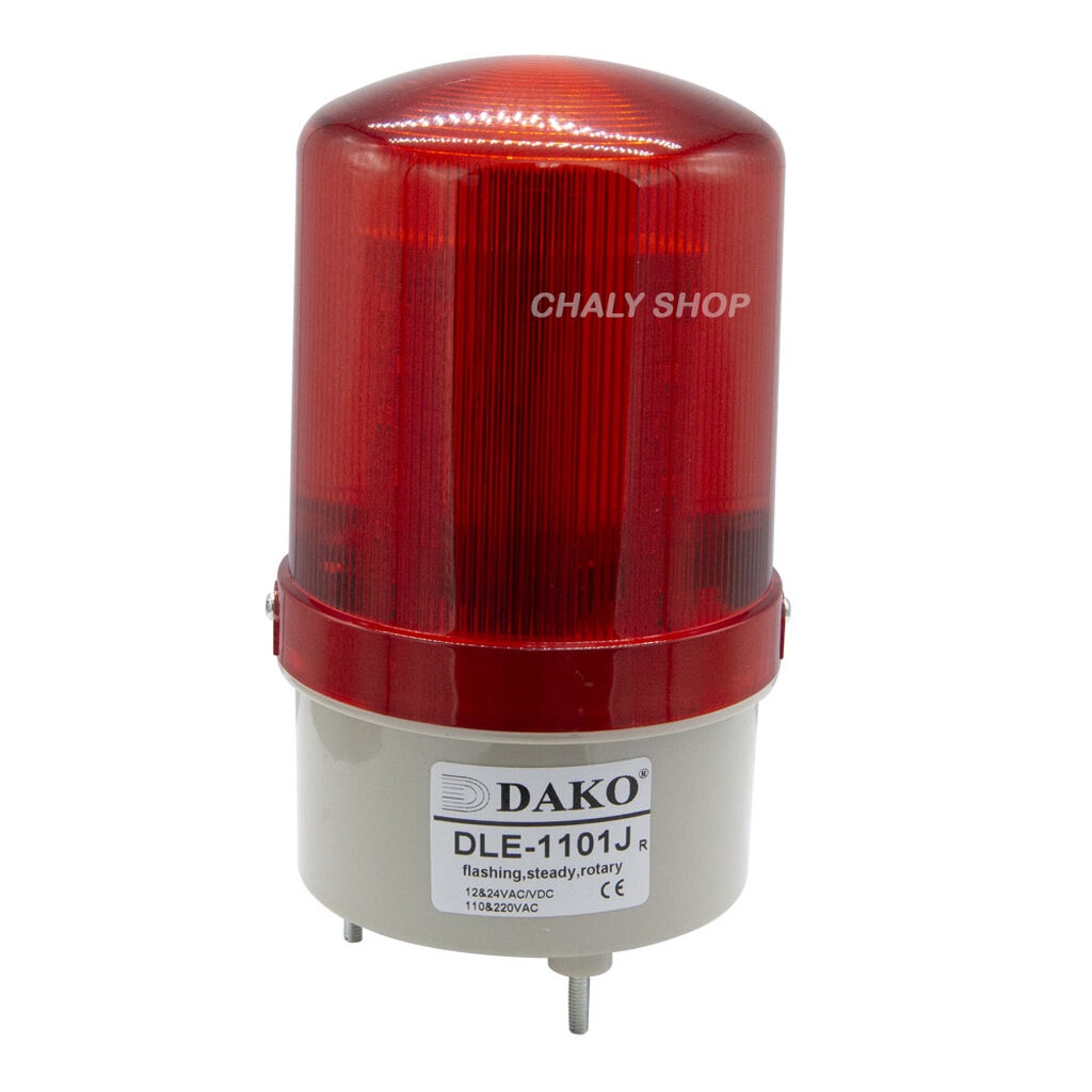 dako-dle-1101j-220v-red-ไฟหมุน-led-3-นิ้ว-สีแดง-มีเสียง-12-24vac-vdc-110-220vac-มีเสียง-ไฟหมุน-ไฟเตือน-ไฟฉ