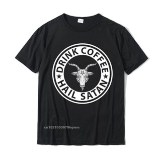 เสื้อยืดแขนสั้น ผ้าฝ้าย พิมพ์ลาย Coffee Hail Satan สไตล์คลาสสิก สําหรับผู้ชายS-5XL_01