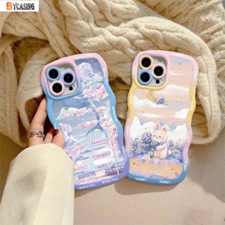 เคสโทรศัพท์มือถือแบบนิ่ม ลายภาพวาดสีน้ํามัน รูปกระต่าย ปลาวาฬ ขอบหยัก สําหรับ OPPO A58 A17k A17 A57 A77S A16 A16K A78 A55 A95 A96 A76 A12 A5s A15 A54 A7 A53 A3s A31 A52 A92 F9 Reno 8T 5F