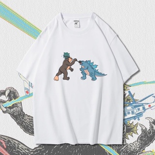 ❀□Godzilla vs King Kong T-shirt of Monsters Short Sleeve Female Summer Couple Top Dress_01