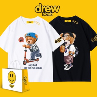 NAS bear T-shirt short-sleeved drew smiley cartoon astronaut print couple wear autumn joint loose male_03