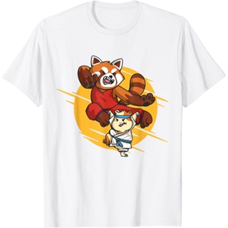 เสื้อยืดผ้าฝ้ายพรีเมี่ยม เสื้อยืด พิมพ์ลาย Kung Fu Hamster And Panda Kung Martial Arts สําหรับผู้ชาย_01