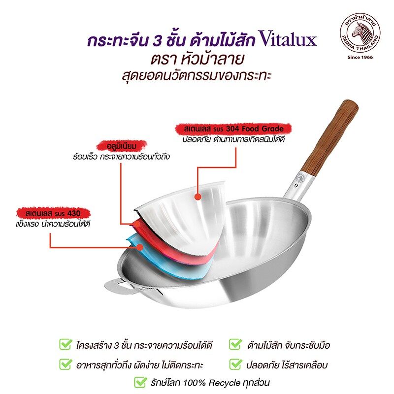 zebra-หัวม้าลาย-กระทะจีน-vitalux-3-ชั้น-30-ซม-ด้ามไม้สัก-กระทะแสตนเลส-กระทะ-กระทะหัวม้าลาย-ทนทาน-ใช้ได้กับเตาบางชนิด