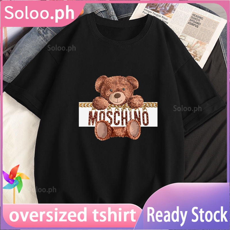 ready-stock-women-men-oversized-tshirt-moschino-teddy-bear-chain-noble-loose-comfortable-sportswear-classy-plus-siz-02