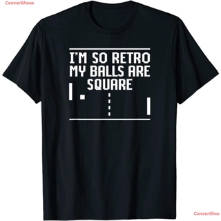 เสื้อยืดผู้ชายและผู้หญิง Vintage Im So Retro My Balls Are Square Gamer T-Shirt T-Shirt Sports T-shirt