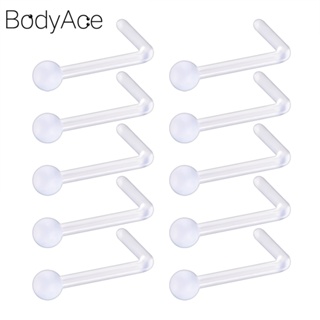 Bodyace จิวเจาะจมูก อะคริลิคใส 2 มม. สีกากี 10 ชิ้น ต่อล็อต