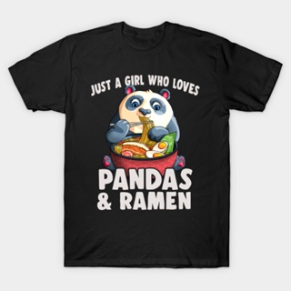 ถูกสุดๆGildan เสื้อยืด พิมพ์ลาย Likes Just A Girl Who Loves Pandas And Ramen Kawaii Panda Noodles สําหรับผู้หญิงรหั_01
