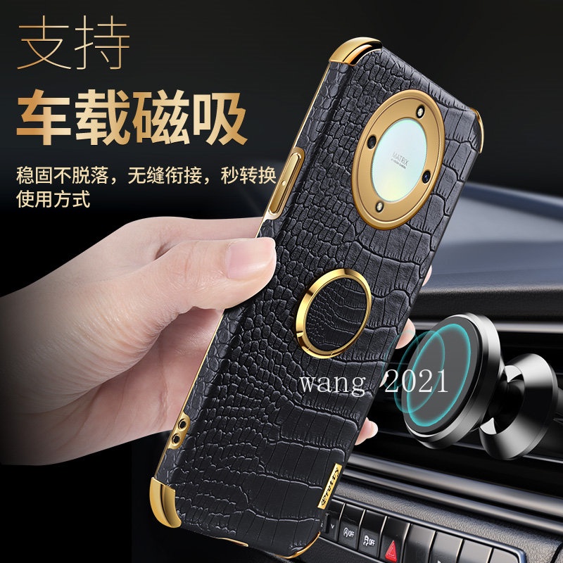 for-honor-x9a-5g-เคส-phone-case-high-quality-crocodile-pattern-leather-casing-with-vehicle-magnetic-features-finger-ring-stand-soft-case-เคสโทรศัพท