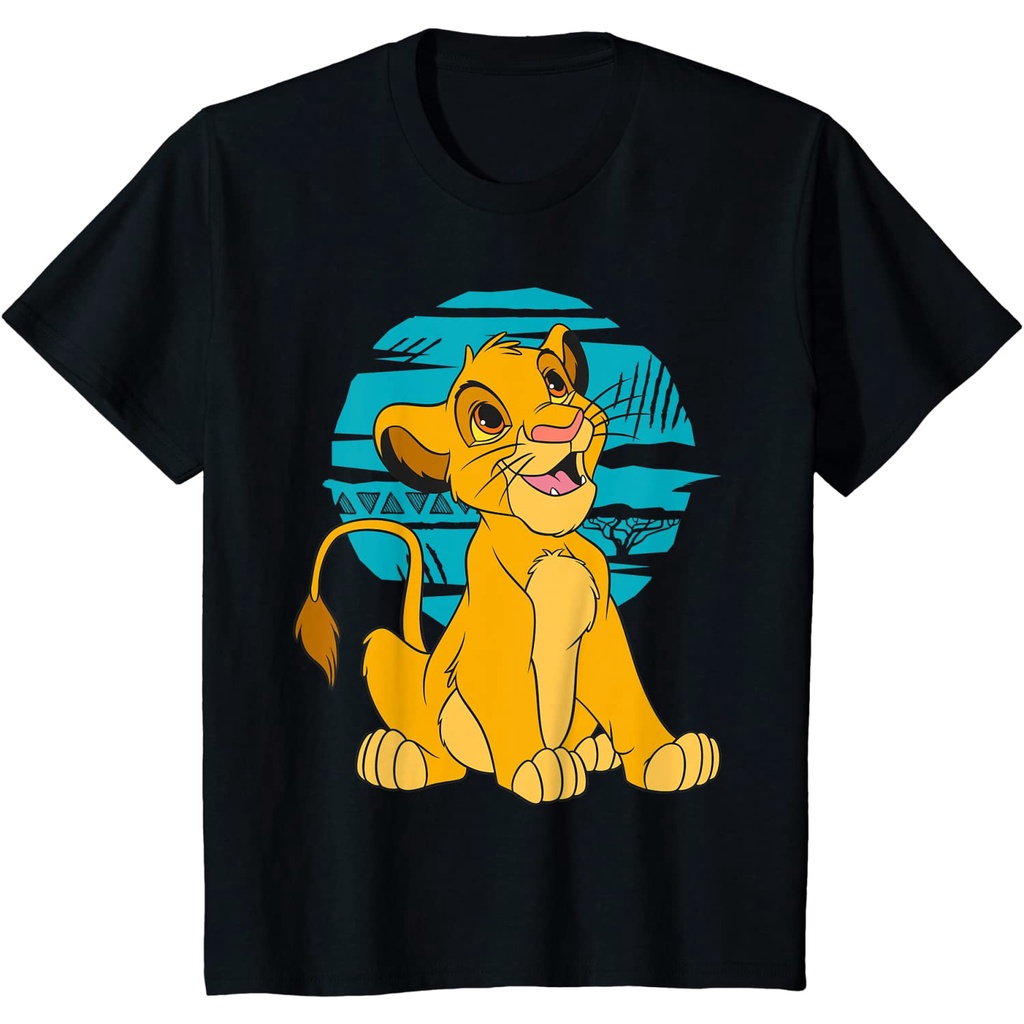 เสื้อยืด-พิมพ์ลาย-disney-the-lion-king-young-simba-happy-blue-สไตล์เรโทร-05