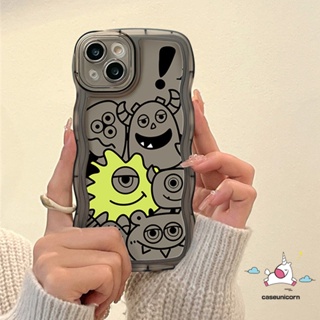 เคสโทรศัพท์มือถือ TPU นิ่ม ลายการ์ตูนมอนสเตอร์น้อยน่ารัก ขอบหยัก สําหรับ iPhone 11 Pro Max XR 7plus 14 13 12 Pro Max 6 6s 8 7 Plus 14Plus X XS Max SE 2020