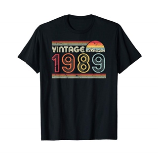Short Sleeve Cotton T-Shirt Printed 30Th Birthday Gift 1989 Vintage Style Classic Fashion For Men_03