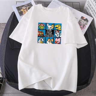 เสื้อคู่ ▥◘✈เสื้อยืด พิมพ์ลายการ์ตูนอนิเมะ Digimon น่ารัก สไตล์ญี่ปุ่น แฟชั่นฮาราจูกุ สําหรับผู้หญิง_01