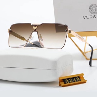 Versace แว่นตากันแดด กรอบสีทอง ไล่โทนสี UV400 หรูหรา สไตล์วินเทจ แฟชั่น สําหรับสตรี