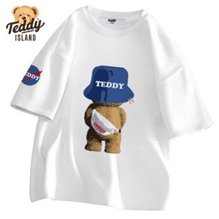 [Special Offer Mens Clothing] Teddy 2022 New Style Printed Bear Short-Sleeved Couple T-Shirt Summer Pure Cotton Al_02