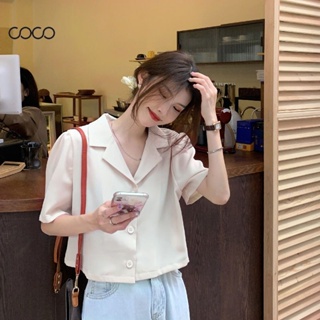 Coco~เสื้อเชิ้ต เสื้อชีฟอง  ผ้าระบายอากาศและสะดวกสบาย  การออกแบบด้านบนสุดเก๋