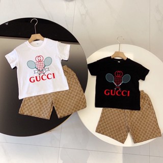 เสื้อยืดแขนสั้นลําลอง กางเกงขาสั้น ขนาดใหญ่ สองชิ้น แฟชั่นฤดูร้อน สไตล์เกาหลี สตรีท สําหรับเด็กผู้ชาย และเด็กผู้หญิง 2023