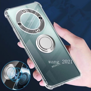 In Stock New Casing Honor X7a X9a 5G เคส Phone Case with On-board Magnetic Support Four Corner Airbag Shockproof Transparent Anti-fall Soft Case Back Cover เคสโทรศัพท
