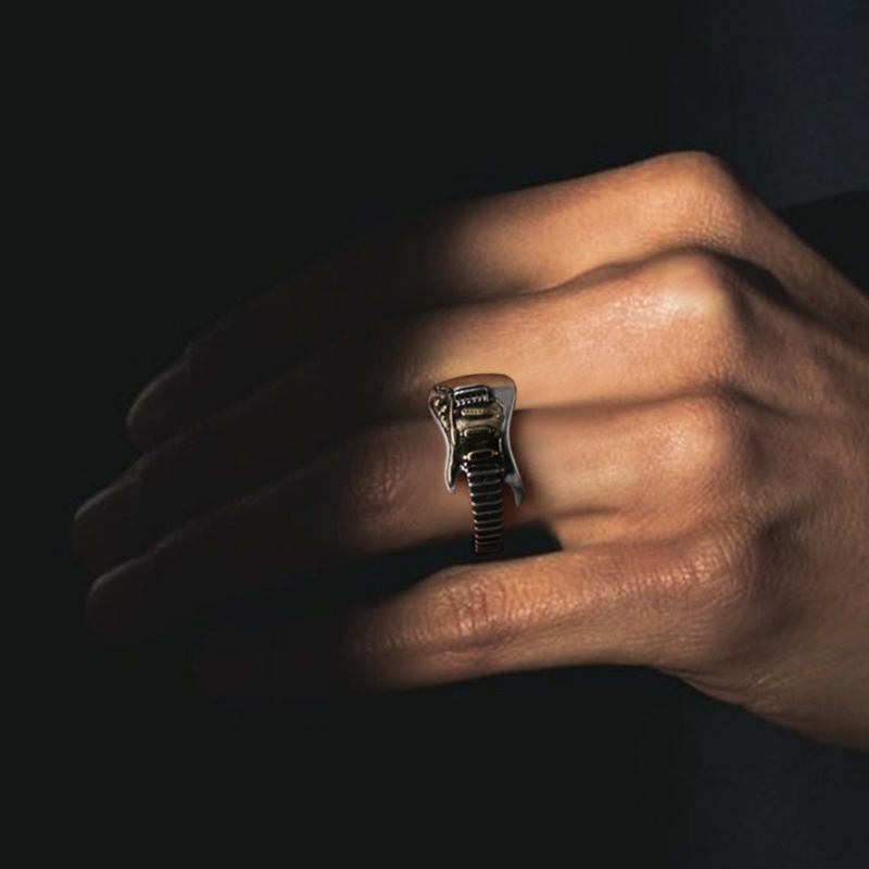 coo-แหวนแฟชั่น-รูปกีตาร์ร็อค-ปรับขนาดได้-ขนาดเล็ก-ของขวัญรับปริญญา-พังก์ร็อค-สําหรับโรงเรียน