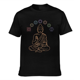 Daily Wear Designer Cotton Tee Seven Chakras Meditating Buddha MenS Short Sleeve T-Shirt_04