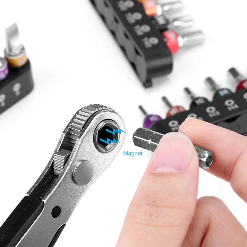 0a5 19PC Universal Micro Ratchet ประแจและไขควงชุด Bit Slotted Phillips ...