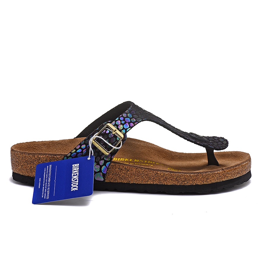 original-birkenstock-gizeh-mens-female-classic-cork-colorful-black-snake-pattern-slippers-34-46