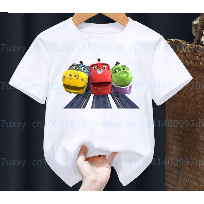 เสื้อยืดคอกลม-พิมพ์ลายการ์ตูน-chuggington-รถบรรทุก-ขนาดเล็ก-สีขาว-สําหรับเด็กผู้ชาย-และเด็กผู้หญิง