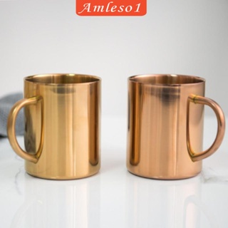[Amleso1] แก้วมักสเตนเลส สองชั้น เกรดอาหาร 400 มล. สีทอง 1 ชิ้น