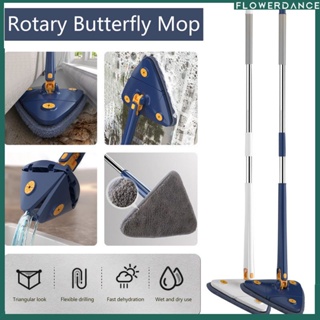 Telescopic Triangle Mop 360หมุนได้ปรับทำความสะอาด Mop สำหรับอ่าง/กระเบื้อง/ชั้น/130ซม. Handle Reusable Spin Mop Self Squeeze Flowerdance