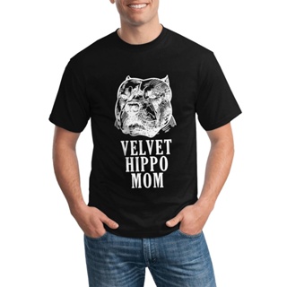 New Arrival Velvet Hippo Mom Pitbull Dog Owner American Bully Pitbull Comics Creative Tshirts Couple Gift_02