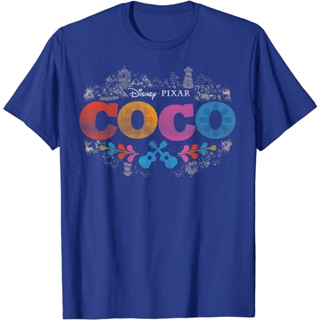 Disney Pixar Coco Colored Logo Distressed Graphic T-Shirt T-Shirt Adult and youth comfortable cotton T-shirt_03