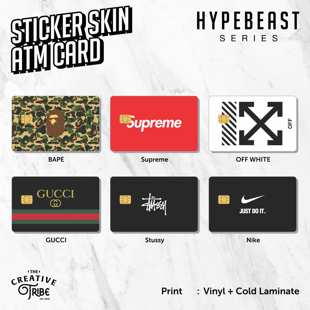 Sticker Skin Card Hypebeast Vinyl ATM Debit Card Holder Emoney Flazz ...