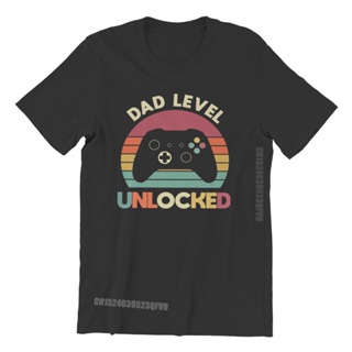 เสื้อยืด พิมพ์ลาย Father Day Daddy Grandpa Man ปลดล็อกระดับ สไตล์เรโทร แฟชั่นสําหรับผู้ชาย