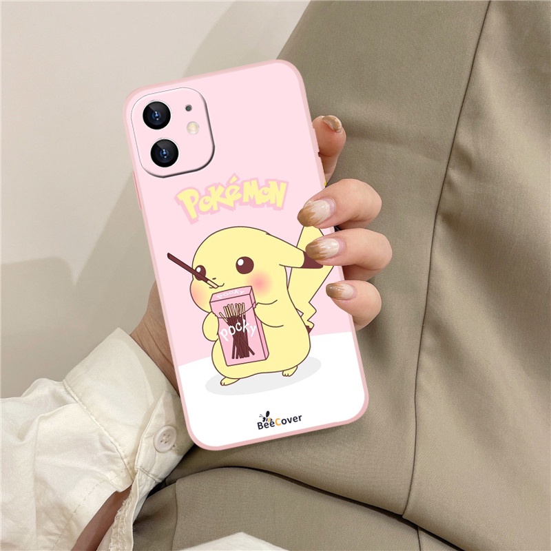 เคสโทรศัพท์มือถือนิ่ม-เนื้อแมตต์-ลายการ์ตูนปิกาจู-สําหรับ-iphone-11-12-13-promax-pro-7plus-8plus-x-xr-xsmax