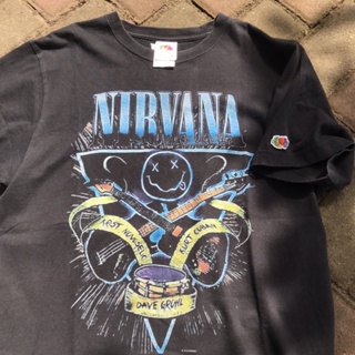 เสื้อยืดคอกลมเสื้อเชิ้ต Nirvana FOTL Band สไตล์วินเทจผ้าฝ้ายแท้_03