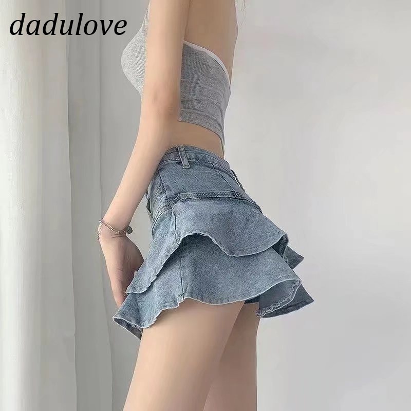 dadulove-womens-pleated-skirt-high-waist-cake-skirt-new-korean-denim-short-skirt-fake-two-piece-skirt