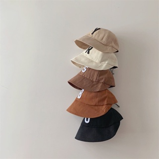 หมวกบักเก็ต กันแดด พิมพ์ลายตัวอักษร ขนาดใหญ่ สามารถปรับได้ สไตล์ญี่ปุ่น แฟชั่นฤดูใบไม้ผลิ สําหรับเด็กผู้ชาย และเด็กผู้หญิง