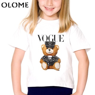 Children Vogue Teddy Bear Cartoon Tshirt Kids Clothing Baby Girls Summer Tops Short Sleeve Childrens T shirt _02