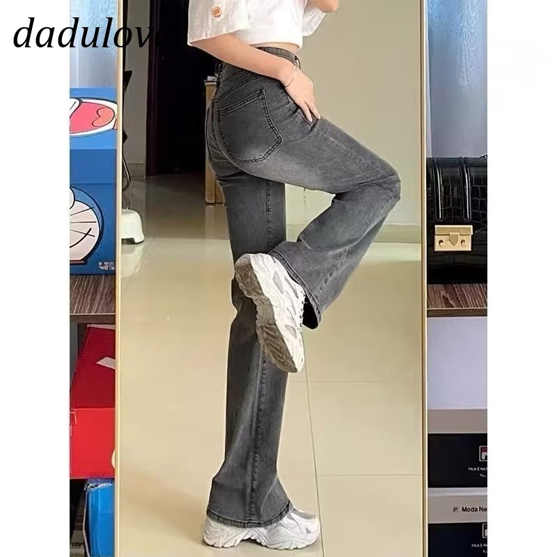 dadulove-2023-new-korean-version-of-ulzzang-washed-retro-jeans-high-waist-slim-stretch-micro-flared-pants