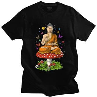 Funny Magic Mushrooms Buddha T Shirt Men Short Sleeves Cotton T-shirt Leisure Psilocybin Psychedelic Tshirt Streetw_04