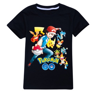 เสื้อยืดแขนสั้นลําลอง พิมพ์ลาย Digimon Adventure Pikachu สไตล์สปอร์ต แฟชั่นสําหรับเด็กผู้ชาย และผู้หญิง อายุ 3-15 ป_01