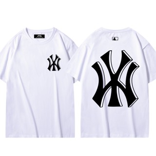 Mbl เสื้อยืดแขนสั้นลําลอง ผ้าฝ้าย พิมพ์ลายตัวอักษร สีดํา และสีขาว สไตล์สตรีท แฟชั่นฤดูใบไม้ผลิ สําหรับผู้ชายและผู้หญิง_1