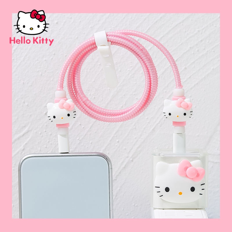 hello-kitty-กันแตก-การ์ตูน-แอปเปิ้ล-สายเคเบิลข้อมูล-เคสป้องกัน-ที่ชาร์จโทรศัพท์มือถือ-เชือกพันกัน