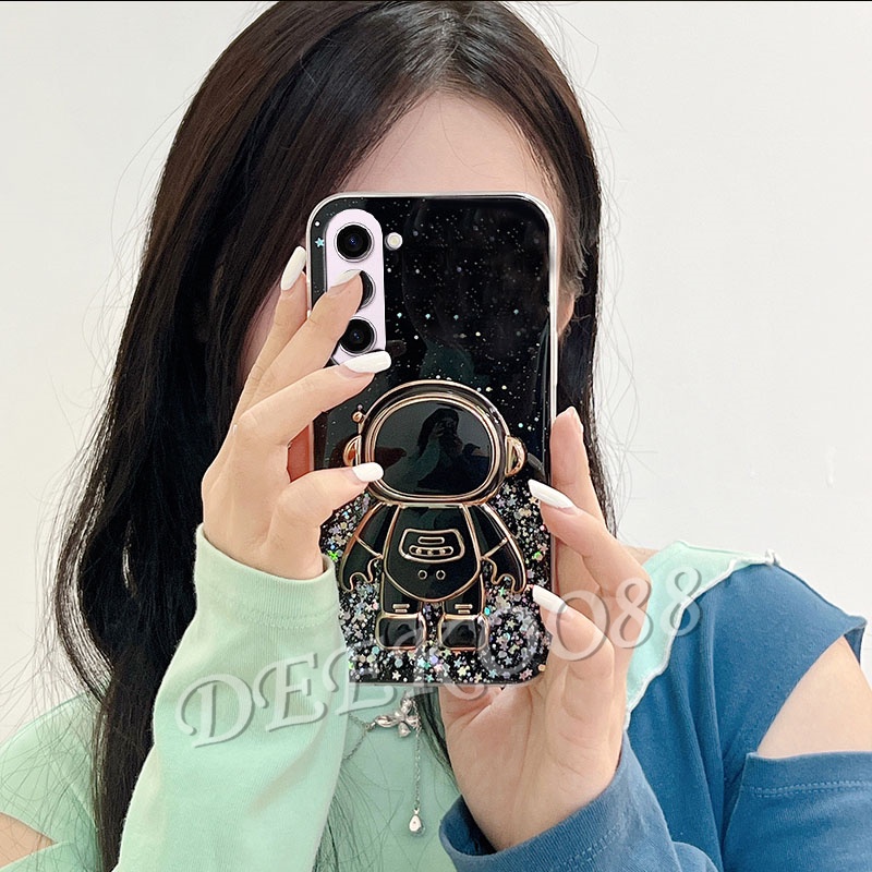 เคสโทรศัพท์มือถือ-ลายนักบินอวกาศ-ประดับเลื่อม-กลิตเตอร์-พร้อมขาตั้ง-สําหรับ-samsung-galaxy-s23-s22-ultra-plus-s23-s22-a14-a04e-4g-5g