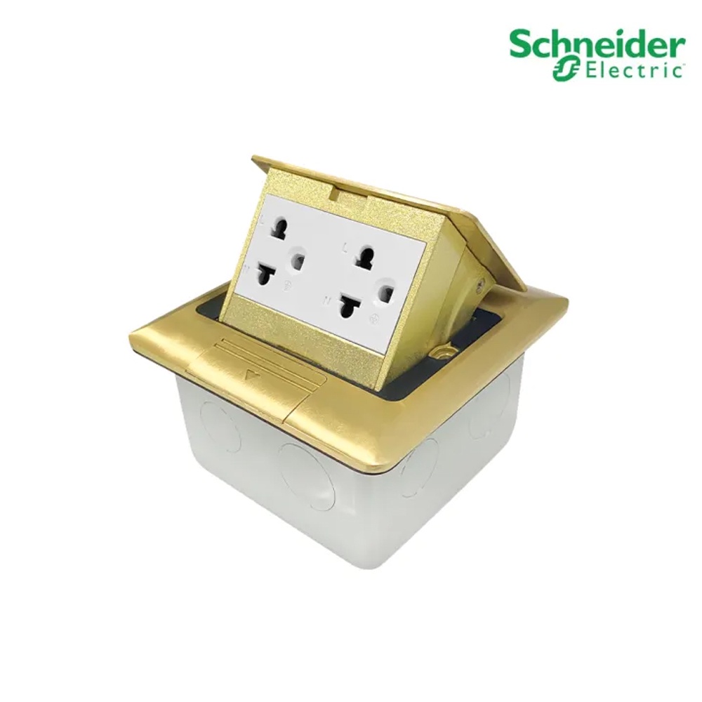 Schneider ชุดเต้ารับฝังพื้นอะลูมิเนียมทองเหลือง พร้อมกล่องฝัง + เต้ารับ ...