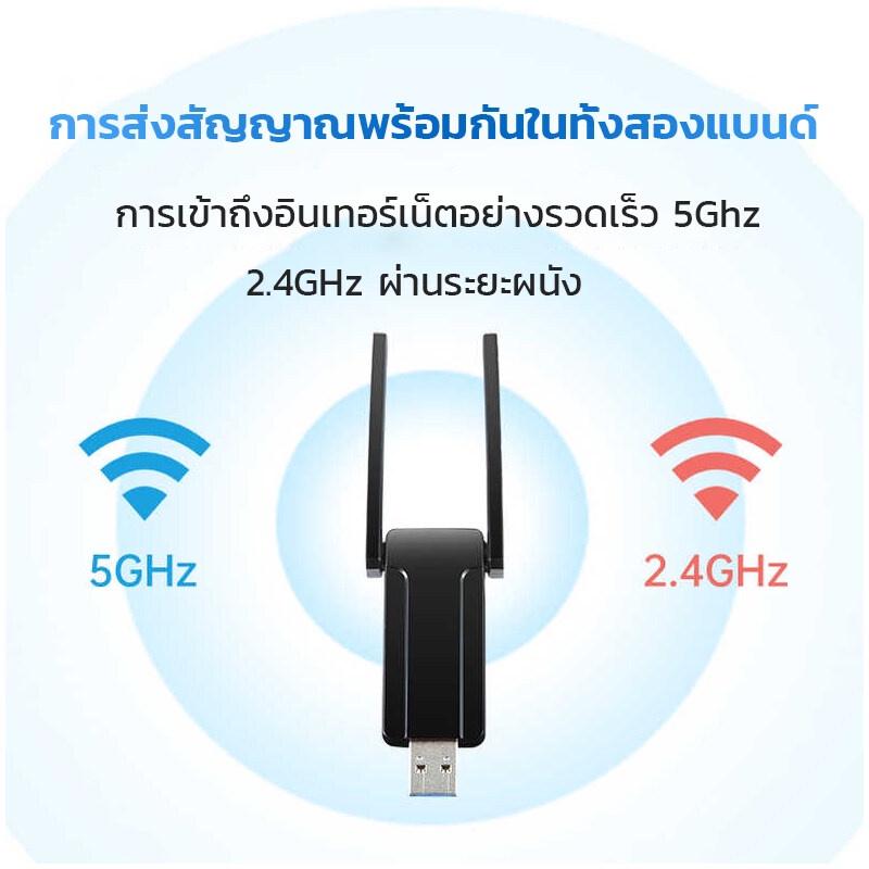 ภาพสินค้า1300Mbps ตัวรับ wifi แรง ตัวรับสัญญาณ wifi 5G ตัวรับ wifi USB3.0 Dual Band USB Adapter pc 2.4GHz-5.8GHz usb รับสัญญาณ wifi แดปเตอร์ไร้สาย เสาคู่ รับไวไฟความเร็วสูง อุปกรณ์เชื จากร้าน ounaisi.th บน Shopee ภาพที่ 2