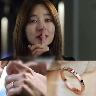Aimei Yin Grace แหวนเหล็กไทเทเนียมประดับเพชรสีโรสโกลด์