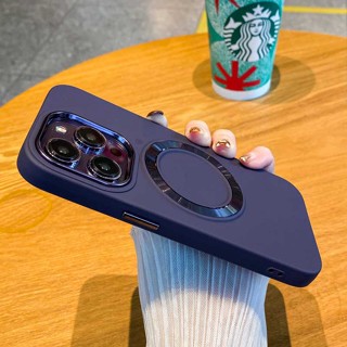 เคสโทรศัพท์มือถือ ซิลิโคนนิ่ม แม่เหล็ก หรูหรา สําหรับ iPhone 14 Plus 13 12 11 14 Pro Max