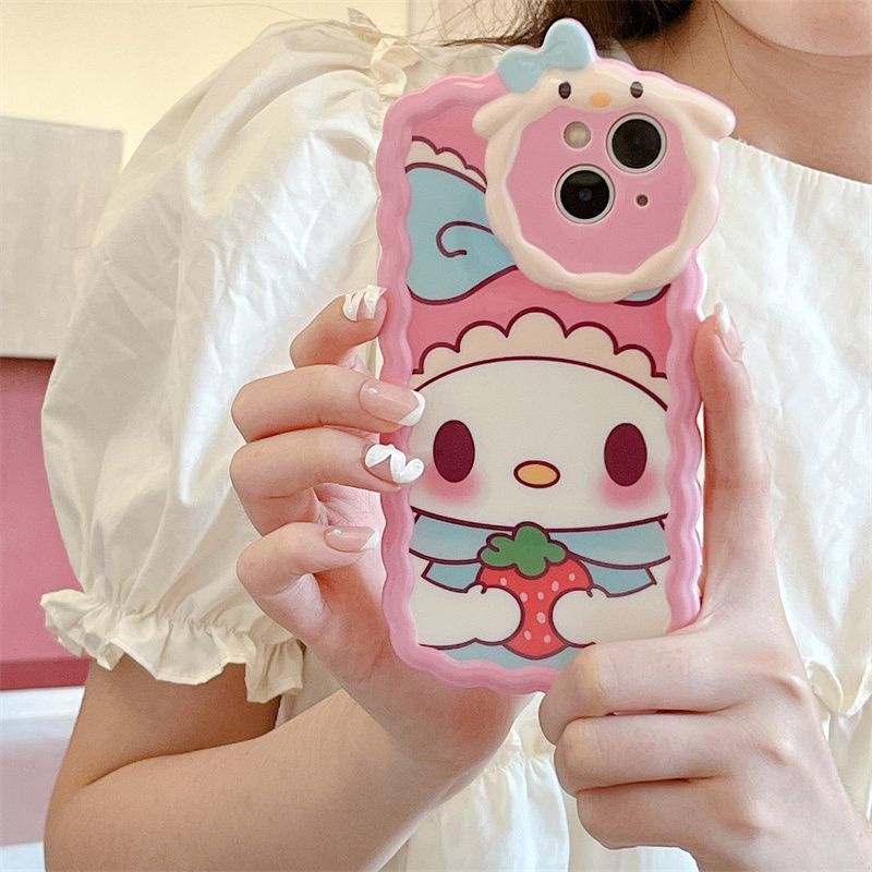 พร้อมส่ง-เคสโทรศัพท์มือถือ-ซิลิโคน-กันกระแทก-ลายการ์ตูนคุโรมิน่ารัก-พร้อมหลอดดูด-สําหรับ-iphone-14promax-13pro-12-11-xr-xs